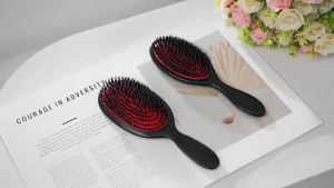 Geiserailie Hair Brushes 2 Pieces Boar Bristle Hair Brushes with Nylon Quill Natural Bristles Hair Extensions for Women Men and Kids Promotes Smooth and thy