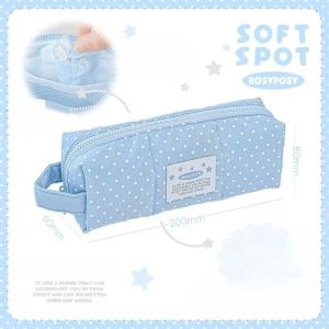 MASTERYX Polka Dot Pen Bag Large Capacity Hand-held Student Pencil Case Simple Zipper Cosmetic Pouch Students Supplies