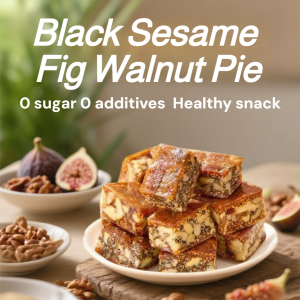 Black Sesame Fig Walnut Pie Healthy Instant Dried Fig Walnut Kernel Sandwich Black Sesame Heart Independent Packaging Snack Leisure 无花果黑芝麻核桃夹心派