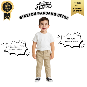 Bronkis Junior Celana Panjang Anak Laki Laki Bahan Stretch Warna Beige Usia 1 Bulan Sampai 6 Tahun