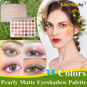 KISSMophy【35 Colors】 eyeshadow Makeup palette nude color matte eyeshadow with glitters set eyeshadow waterproof long lasting eye shadow palette set original Highly Pigmented Eye Shadow Glitter Beauty Palette Matte Shimmer eye shadow multi-colored