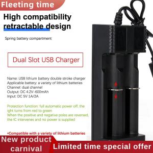 Fleeting time 1 2 Slots Smart 18650 Charger Lithium Battery Charger Universal Battery USB Charger Smart Chargering For Rechargeable Batteries Li-Ion Battery Charger