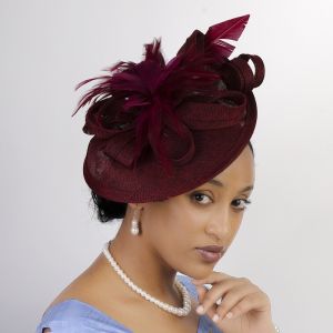 WARMSUN Elegant Feather Fascinator Hat Linen Exquisite Vintage Kentucky Hat Hair Hoop Wide Brim 1920s Hair Accessories Lady
