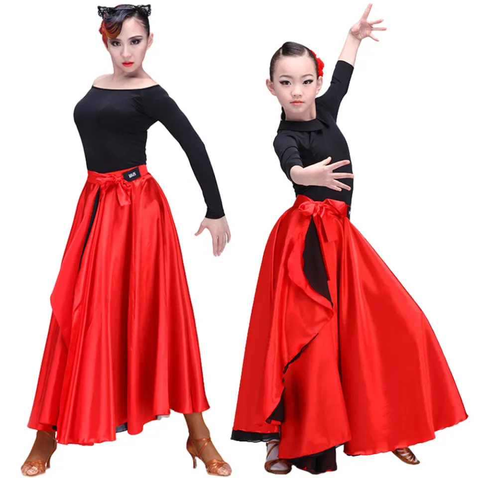 LOlanta Girl Full Circle Red Flamenco Skirt Women Gypsy Belly