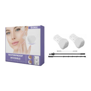 Ouhoe แผ่นแปะยกกระชับใบหน้าที่มองไม่เห็นกันน้ำสติกเกอร์ยกกระชับป้องกันการหย่อนคล้อยผิวหน้าติดแบบบางโปร่งใสรูปตัววีบำรุงริ้วรอยผิวหน้า40ชิ้น