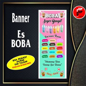 Banner Minuman Boba / Spanduk Minuman Es / Banner Kustom  Ukuran 60 x 160 cm