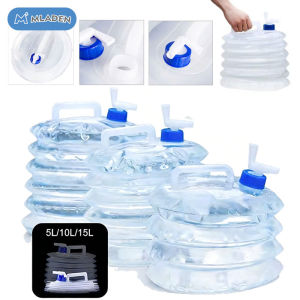 MLADEN 5/10/15L Outdoor Water Barrel Water Bucket Foldable Water Storage Bag with Faucet for Camping