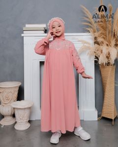 Viora Couple Syari Set Phasmina Variasi Bordir Gamis Muslimah Ibu Dan Anak Bahan Ceruty Bebydoll
