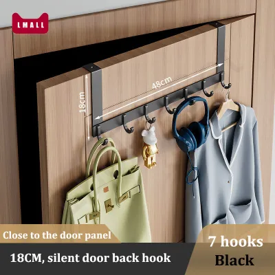 Local seller back door hanging with adjustable hooks/no drilling required/rust proof space aluminium kitchen bathroom clothes storage rack hooks door wall hanging