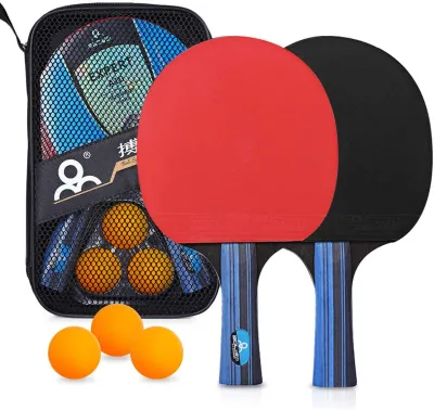 Table Tennis Racket set 2 Premium Rackets and 3 Ping Pong Balls Ping Pong Set with Portable Cover Case for Beginners Professionals Trainers and Amateurs Indoor or Outdoor Play