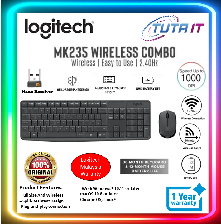 Logitech MK235 Wireless Keyboard and Mouse Combo(920007937)Logitech