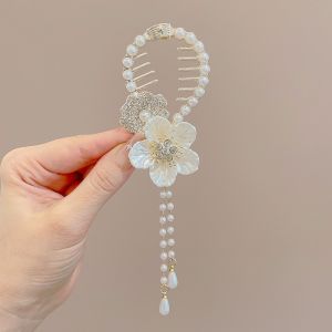 กิ๊บติดผมสไตล์เกาหลีแบบใหม่ ประดับพู่รูปดอกกุหลาบ หัวบอล หัวเข็มขัด กิ๊บติดผมแบบม้วนปลายมน ประดับมุก