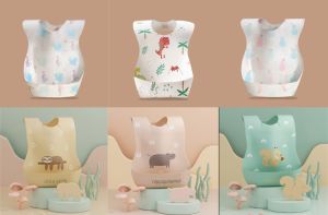 6 Pcs Disposable Baby Bib / Celemek Bayi Waterproof Lucu PR0278