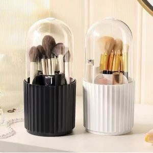 JAV5134 ป้องกันฝุ่นและฝุ่น กล่องเก็บเครื่องสำอาง หมุนได้หมุนได้ พร้อมฝาปิดช่อง กระบอกแปรงแต่งหน้า ท่อเก็บของ มัลติฟังก์ชั่นการใช้งาน ที่ใส่ปากกา อายแชโดว์แบบเงา