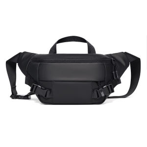 MOUSSON กระเป๋าสะพายข้างผู้ชายกันน้ำน้ำหนักเบากระเป๋าใส่หน้าอกวัสดุ PU ทนต่อการสึกหรอกระเป๋าคาดเอวสำหรับขี่จักรยานกลางแจ้ง