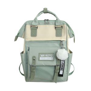 Korean Schoolbag Female Student Backpack School Bags Japanese Style Travel Backpack Schoolbag Fashion Backpack Casual Backpack Large Capacity Fashion Backpack (Green/Black)
