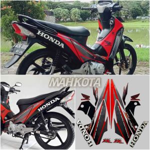 STRIPING STICKER LIS LES POLET honda supra x 125 r 2006 hitam merah list body standar berkualitas terbaik Fullset Mahkota Stiker