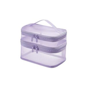 ZENO Transparent Mesh Travel Cosmetic Bag Storage Large Capacity Toiletry Bag Portable 2/3 layer Makeup Organizer Bag Toiletries Organization