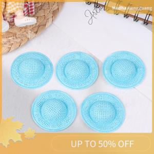 Madha 5Pcs Dollhouse Hand Weaved Straw Hat Doll Mini Colorful Hat Dollhouse Decoration Accessories For Kid Pretend Play Toys