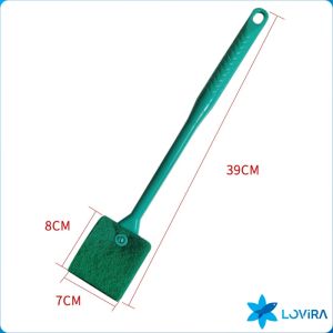 LoviRa Double-Sided Aquarium Fish Tank Algae Cleaning Brush with Non-Slip Long Handle