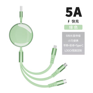 AU Ice Clear One for Three 120w Super-fast charging retractable data cable supported logo Customized annual event gifts for company anniversaries