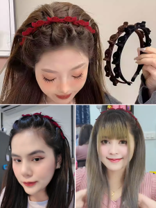 การจับคู่ที่หลากหลาย ห่วงผม เครื่องประดับศีรษะ ประณีตและเก๋ไก๋ เน้นแฟชั่น นุ่มนวลและละเอียดอ่อนต่อการสัมผัส ดูดี/ที่คาดผมกำมะหยี่พืชกันลื่น