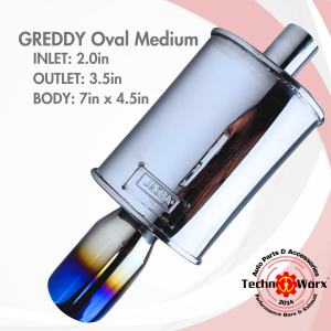 GREDDY Chambered Muffler OVAL Double wall Jumbo can Super Bassy Sound High Quality Jasma badge HKS