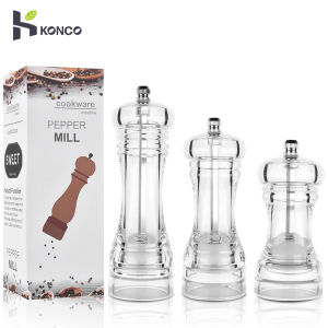 Konco Acrylic Pepper Spice Shaker Salt Pepper Mill Manual spice grinder Salt and Peppers Grinder Kitchen Gadget BBQ spice tools