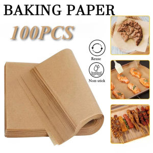100pcs Kraft Parchment Paper for Baking Paper Parchment Non-Stick Wax Paper for Food Oil Absorption Unbleached Paper Oil Absorption Kitchen Bakeware Papers