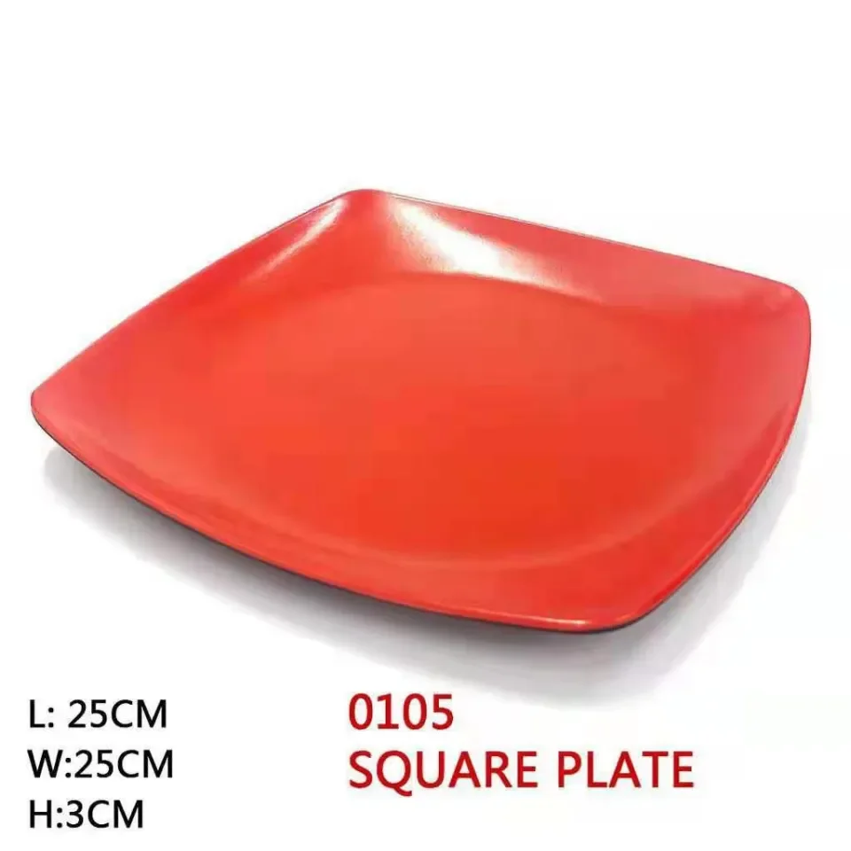 Black and red outlet square plates