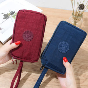 Tatlong zipper malaking kapasidad clutch bag coin purse key case malaking screen mobile phone bag canvas multi-purpose bag na babaeng bag k024