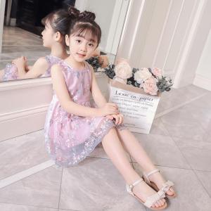 LOBER ชุดเด็ก เดรสลายดอกไม้ของสาวๆ กระโปรงเด็กผู้หญิง ชุดเจ้าหญิง เดรสเด็กหญิงปักลายตาข่าย ชุดเด็กผู้หญิง1ปี3-12ปี