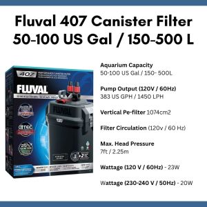 FLUVAL 407 Canister Filter 40-70 US Gal / 90-330 L - AQUARIUM FILTER POND FILTER LANDSCAPE FILTER - 水族箱过滤器、池塘过滤器、景观过滤器
