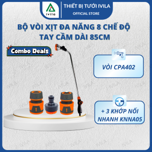 Vòi phun nước tưới cây đa năng 8 chế độ tay cầm dài 85cm kèm phụ kiện vòi xịt tưới cây xịt rửa xe rửa sân vườn tắm thú cưng