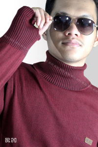 RH - Sweater baju rajut pria kerah tinggi turtleneck model roundhand knitwear turtle neck motif polos tangan panjang fashion katun rajutan lembut nyaman
