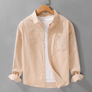 Casual Fashion Mens Striped Lapel Shirt Autumn Classic All-match Long Sleeve Button Shirt 2026