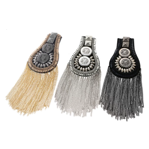 Exquisite Metal Tassel Chain Shoulder Board for Blazer Epaulettes Black Silver Gold Color Handmade Catwalk Crafts for Un