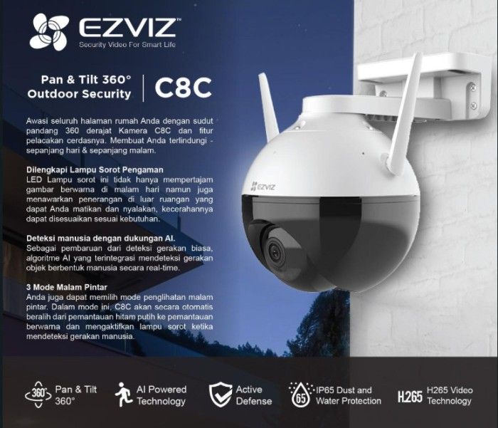 IP Camera CCTV Wifi Ezviz C8C 1080p Outdoor Camera 360 Color Night
