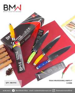 PISAU DAPUR GAGANG MERAH - PISAU GAGANG MERAH STAINLESS STEEL TAJAM - PISAU TAJAM - PISAU WARNA WARNI