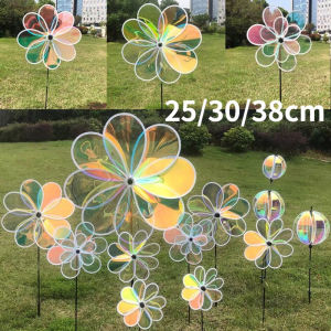 พร้อมส่ง กังหันลม แบบแปดใบไม้ ฟิล์มสีดอกไม้ กระดิ่งลม แบบใส อเนกประสงค์ สีสันสดใส สําหรับเด็กอนุบาล