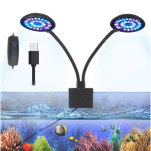 SG READY STOCK l 3 MODE +DUAL USB Aquarium LED Light Fish Tank ClipAdjustable Brightness Dimmable 360°