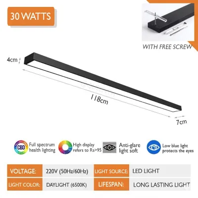 Super Bright Modern LED Linear Hanging Pendant Light 220V Daylight Ceiling Lamp for Office Home Shop Commercial Lighting