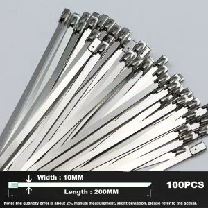 100PCS Stainless Steel Cable Tie Multi-Purpose Heavy Duty Self-Locking Cable Ties for Machinery Vehicles Exhaust Wrap Farms Pipes Roofs Cables Big Size Heavy Duty Cable Tie
