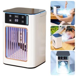 Miniature Desktop Humidifying Air Conditioner Fan Usb Rechargeable 900ML Water Tank Cooling Fan with Breathing Light