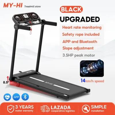 MY-HI Electric Treadmill 5 HP Multi-Function Treadmill Indoor Workout Foldable Treadmill Bluetooth Speaker Portable 16KM/H for Home Gym Running