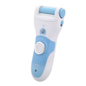 Kemei เครื่องขัดส้นเท้าและผิวด้าน 360 องศา ไร้สายแบบชาร์ท รุ่น KM-2503 กันน้ำได้ 100% พร้อมไฟ LED ส่องสว่าง สะอาดปลอดภัย – สีฟ้า