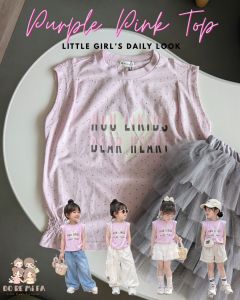 [Ready Stock] Sleeveless Top Girl Love Heart Blouse Pink Purple Top 90-130