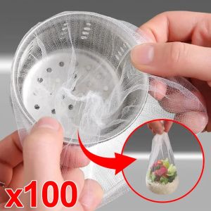 100Pcs Disposable Sink Strainer Mesh Bag Anti-clog Sink Drain Filter Screen Drain Hole Garbage Net Bag Kitchen Trash Strainer Bag