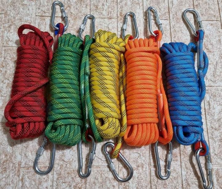Off Hours Rope 10 meters 10mm Utility Rope with 2 Steel Carabiner Outdoor Activities ...