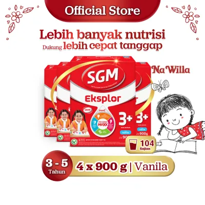 SGM Eksplor 3+ dengan IronC Susu Bubuk Rasa Vanilla 900GR x 4